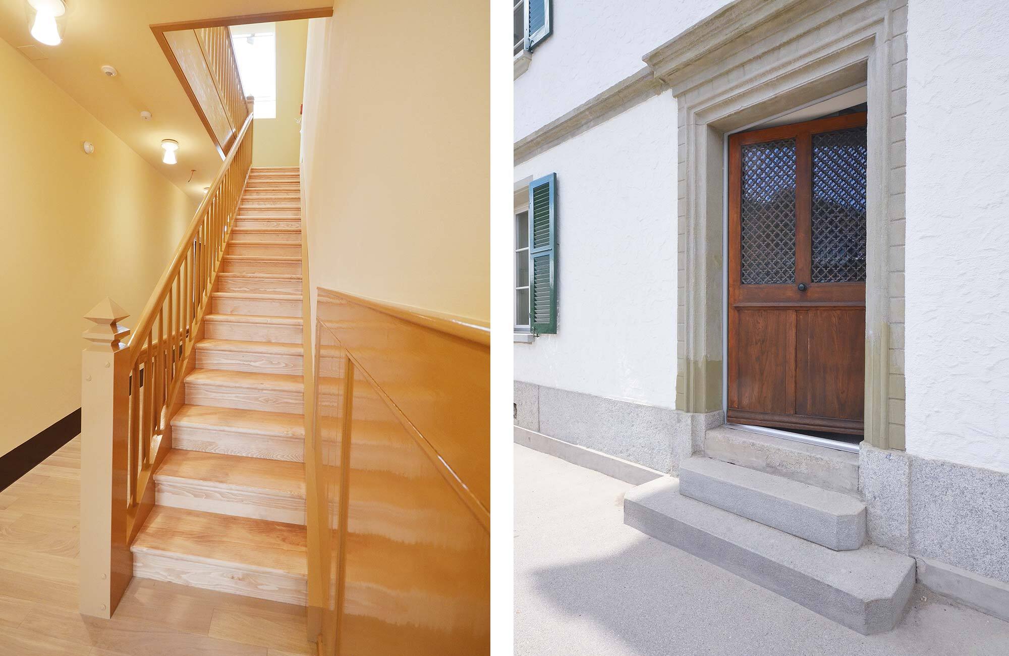 Treppe und Türe aus Holz