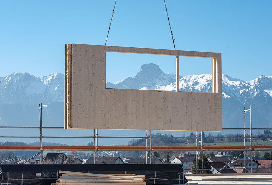 Platzierung Element im Systemholzbau