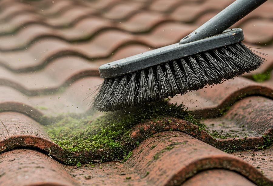 Moos auf dem Dach entfernen