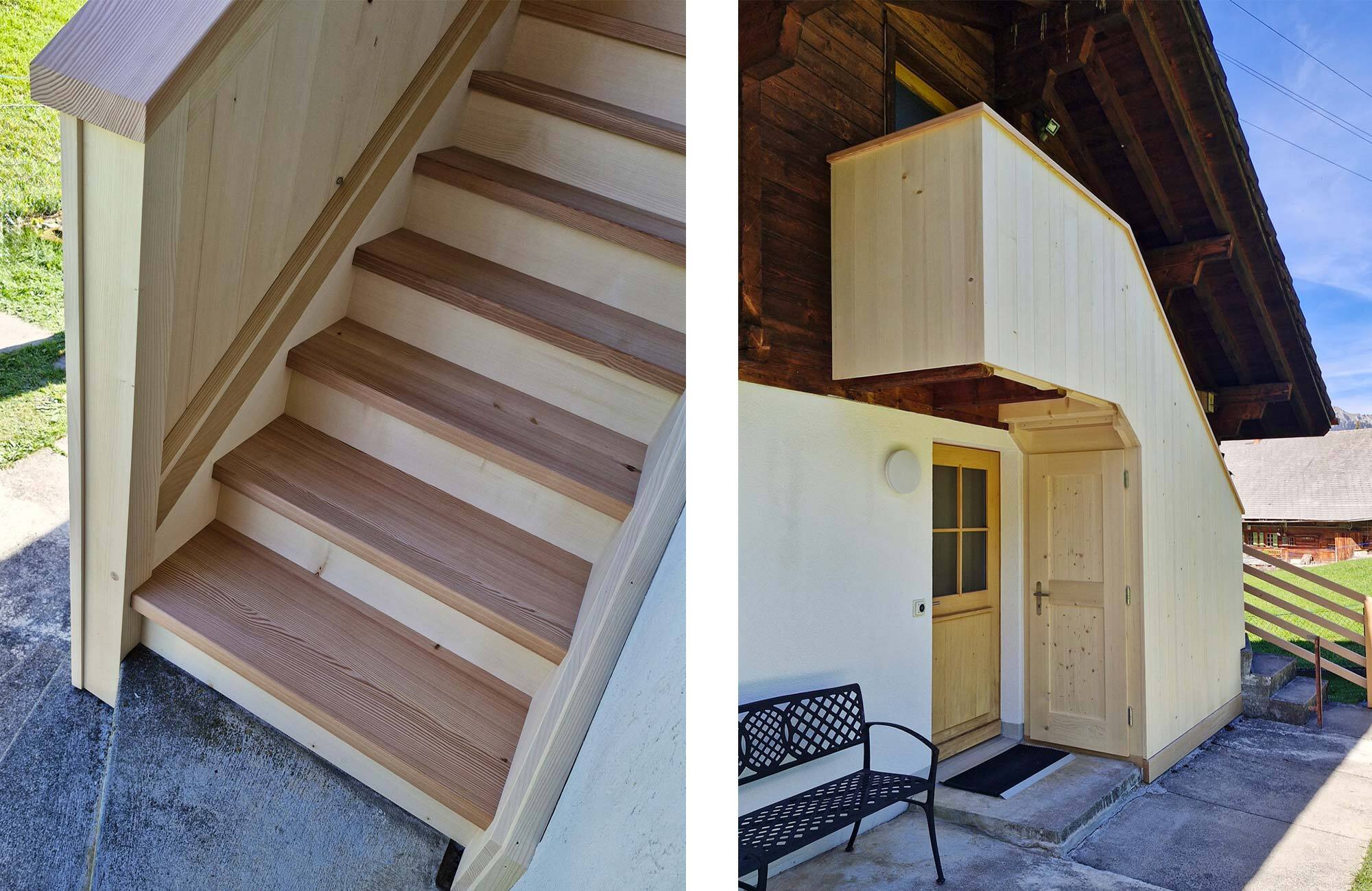 Treppe aus Holz mit Reduit